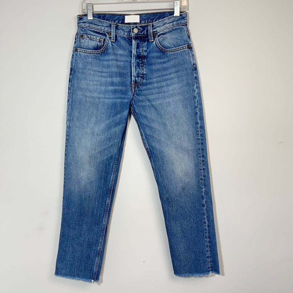 Boyish Tommy Jeans High Rise Straight Greed Wash Cotton Button Fly 26 Raw Hem - Picture 6 of 16